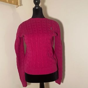 Magenta Polo Crew Neck Sweater